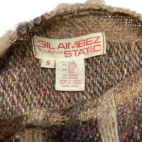 Vintage Gil Aimbez Pour/For Static Boho Fringe Knit Sweater Cardigan Size Small - Picture 3 of 9